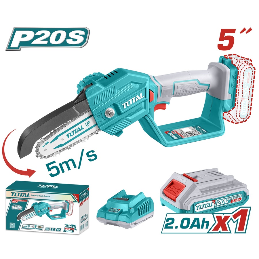 TOTAL ΣΕΤ ΑΛΥΣΟΠΡΙΟΝΟ ΚΛΑΔΕΥΤΙΚΟ ΜΠΑΤ. Li-ion 20V / 5" / 2Ah / 1 ΜΠΑΤ (TGSLI20581)