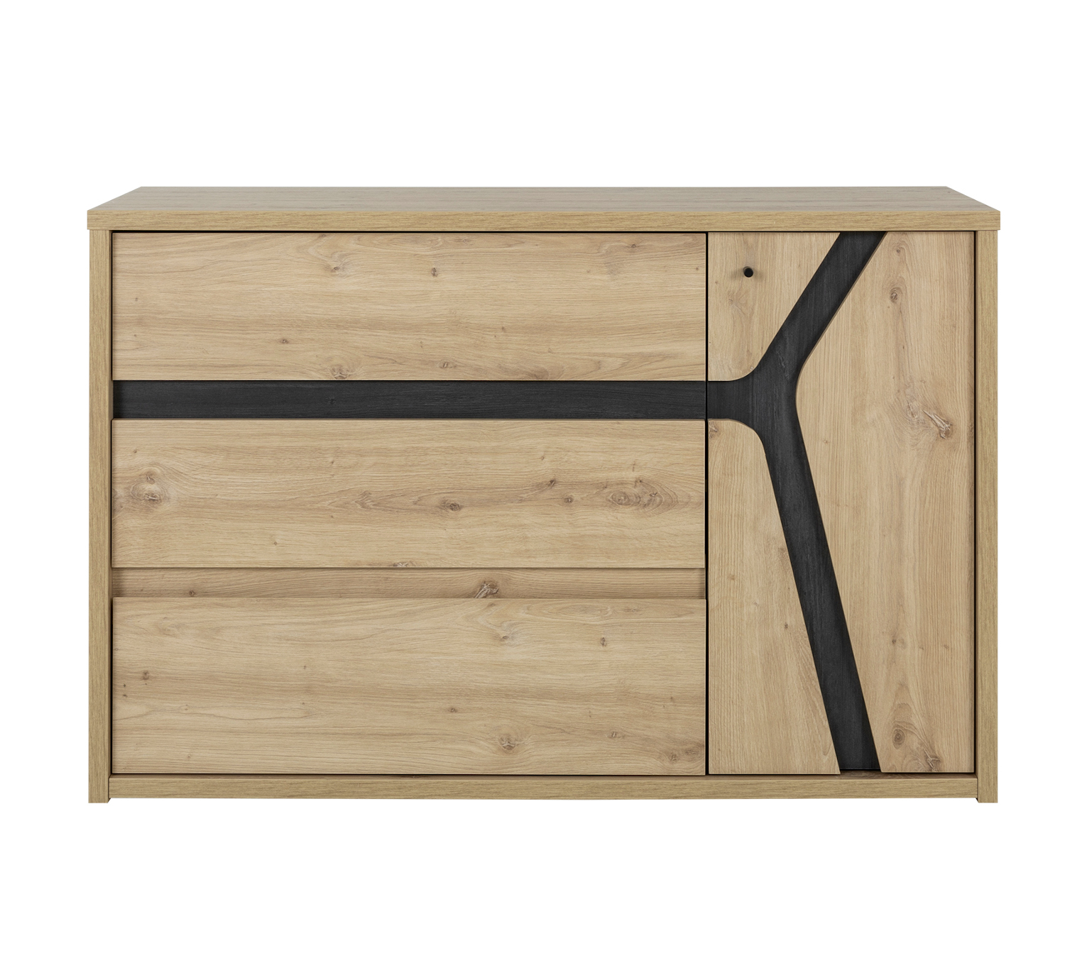 Alana συρταριέρα με 3 συρτάρια και 1 πόρτα 117x47x76εκ. Artisan oak / Black thread