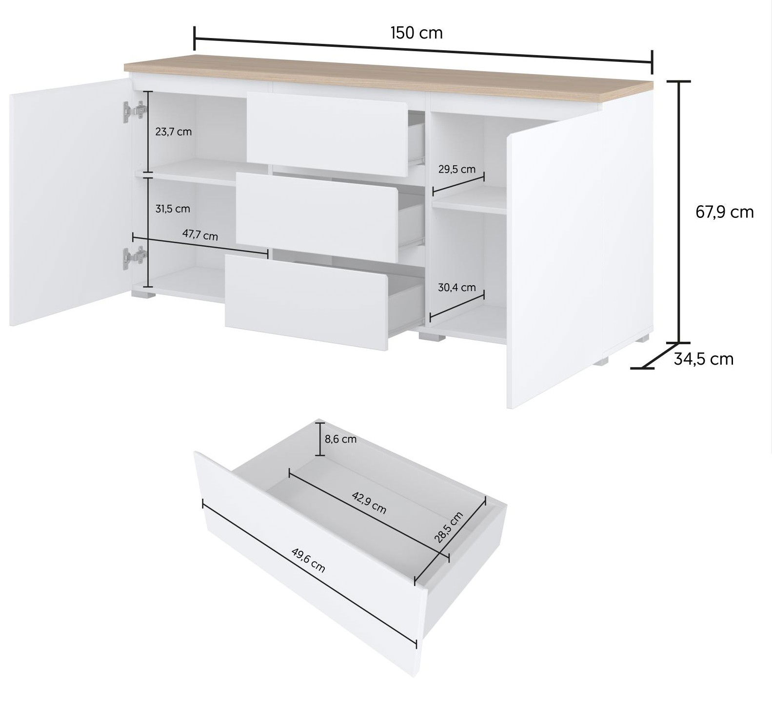 Έπιπλο τηλεόρασης Domus Mini-Μαύρο - Image 3