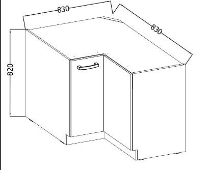 Επιδαπέδιο γωνιακό ντουλάπι Beaux 89x89 DN BB - Image 3