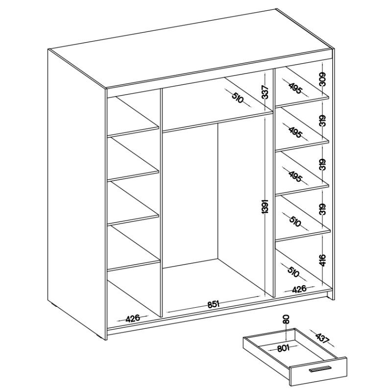 Ντουλάπα Ester 4D6S τετράφυλλη-Leuko - Image 3