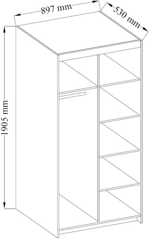 Ντουλάπα Ester 2D1L δίφυλλη-Kafe - Image 3