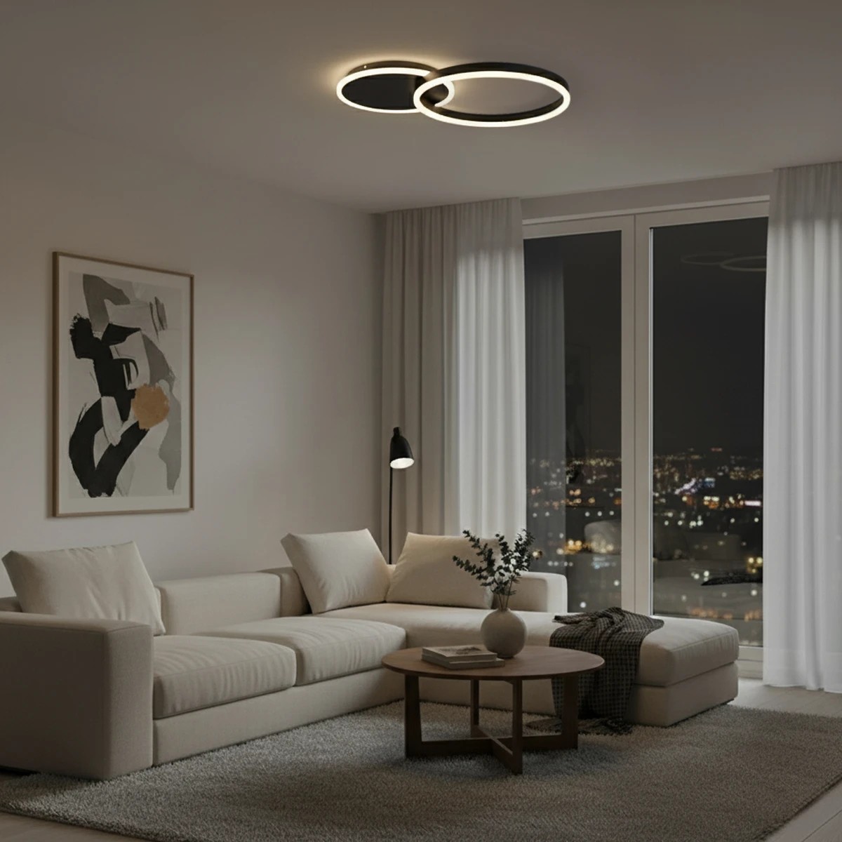 kelvo® VENOM KLV-101-0181 Φωτιστικό Οροφής LED 45W 4500lm 360° AC 220-240V IP20 Ρυθμιζόμενο Λευκό CCT με Χειριστήριο από 2700K έως 6000K Dimmable - Lumileds SMD Chip - Μαύρο Ματ - Μ60 x Π40 x Υ7.5cm - 3 Χρόνια Εγγύηση