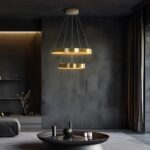 kelvo® VENOM KLV-101-0198 Κρεμαστό Φωτιστικό Οροφής LED 75W 7500lm 120° AC 220-240V IP20 Ρυθμιζόμενο Λευκό CCT με Χειριστήριο από 2700K έως 6000K Dimmable - Lumileds SMD Chip - Χρυσό Πλατίνα - Μ60 x Π60 x Υ40cm - 3 Χρόνια Εγγύηση