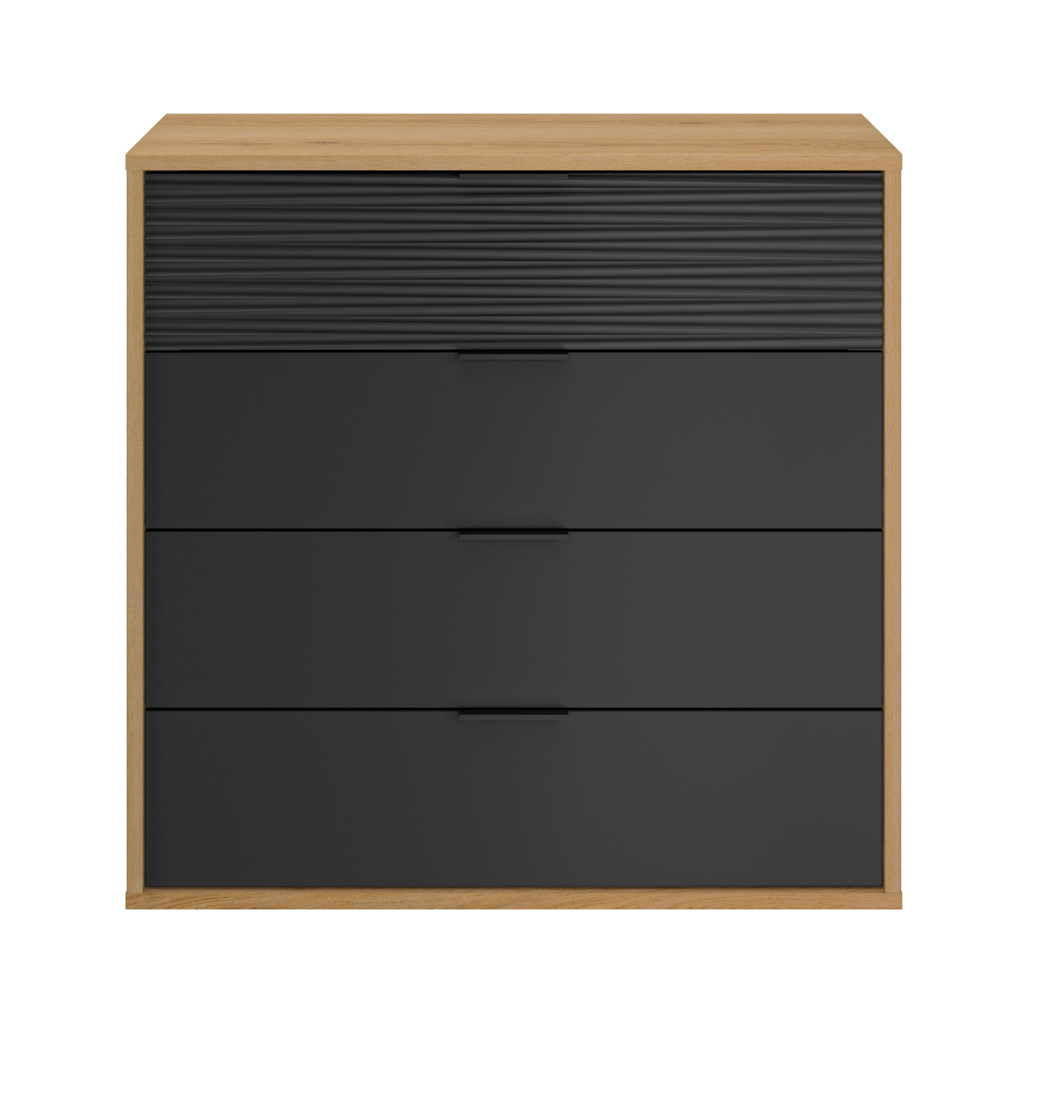 Otello συρταριέρα με 4 συρτάρια 106x45x103εκ. Helvezia Oak / Μαύρο