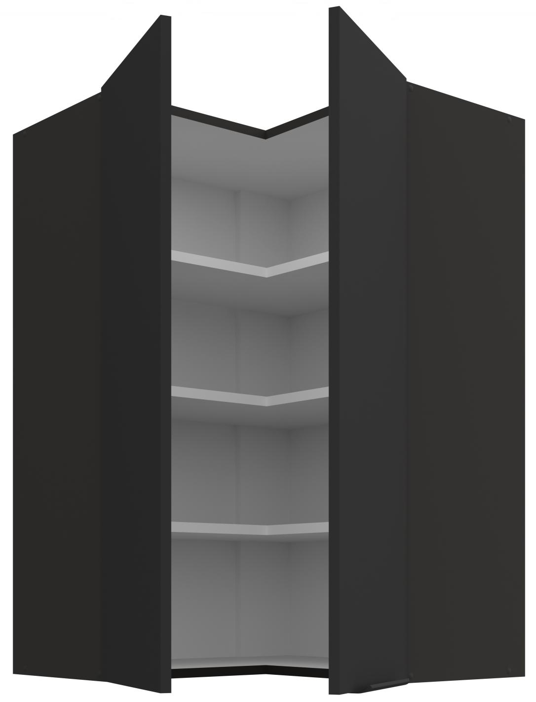 Κρεμαστό ντουλάπι γωνιακό Arianna 60x60 GN 90 2F-Μαύρο - Image 2