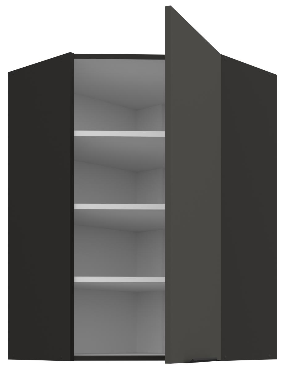 Κρεμαστό ντουλάπι γωνιακό Arianna 60x60 GN 90 1F-Γκρι - Image 2