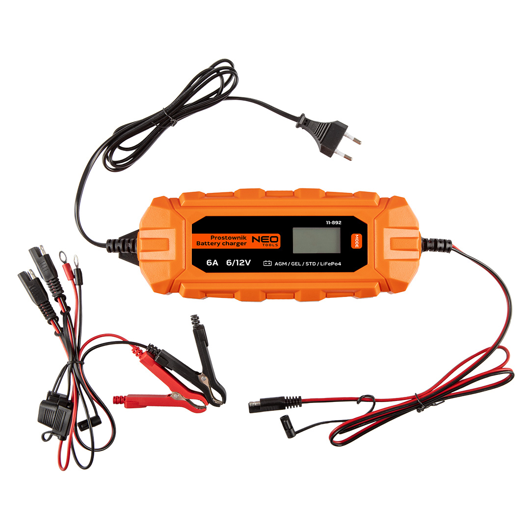 NEO TOOLS Φορτιστής - Συντηρητής μπαταριών αυτόματος 6/12V-6A 11-892
