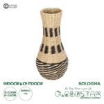 GloboStar® Artificial Garden BOLOGNA 21228 Διακοσμητικό Πλεκτό Καλάθι - Κασπώ Γλάστρα - Flower Pot Μπεζ με Μαύρο Π20 x M20 x Υ42cm