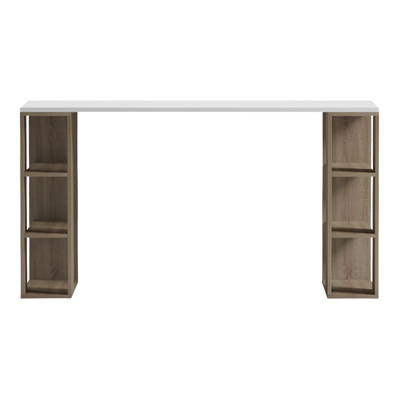 Γραφείο με ραφιέρα Colmar pakoworld sonoma-λευκό 140x60x75εκ