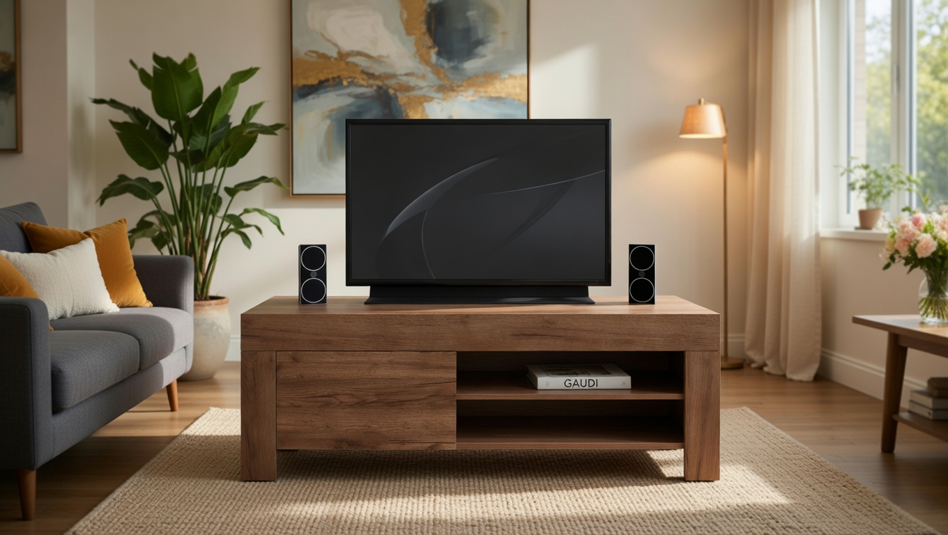 Έπιπλο τηλεόρασης LANA σε χρώμα καρυδί 138x42x47