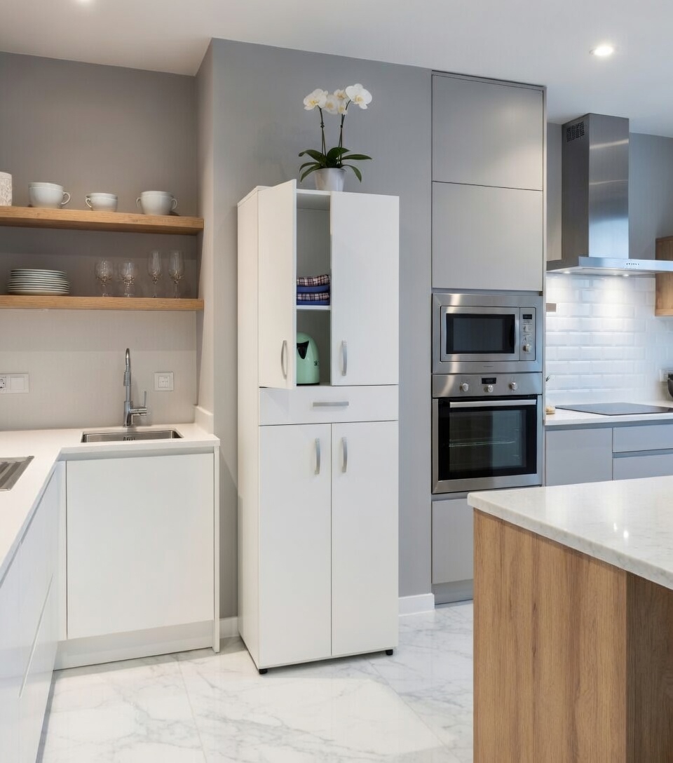 Ντουλάπα Kit με συρτάρι σε χρώμα λευκό 68x40x190
