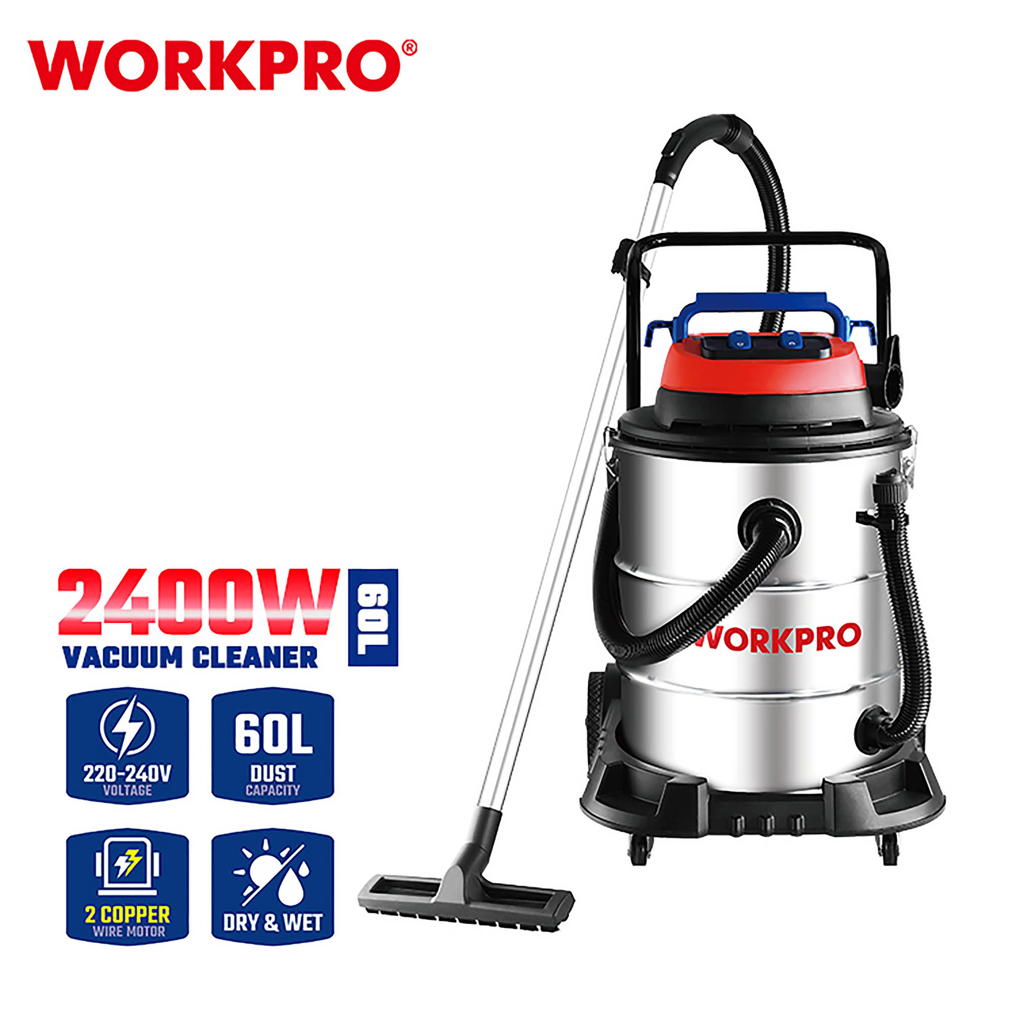 ΣΚΟΥΠΑ ΗΛΕΚΤΡΙΚΗ 60L INOX 2400W (2x1200W) ΕΠΑΓΓΕΛΜΑΤΙΚΗ WP423008 WORKPRO (PROFI)
