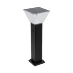 GLOBOSTAR® VEGGIE 90524 Φωτιστικό Κολωνάκι Κήπου LED 10W 500lm 120° με Ενσωματωμένο Φωτοβολταϊκό Panel 6V 2W & Επαναφορτιζόμενη Μπαταρία Li-ion 3.2V 6000mAh με Αισθητήρα Ημέρας-Νύχτας Αδιάβροχο IP65 All in One CCT 6000K-4500K - Sanan SMD Chip - Μαύρο - Μ19.5 x Π19.5 x Υ60cm - 2 Χρόνια Εγγύηση