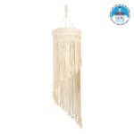 GloboStar® 36203 TUNISIA Boho Καπέλο Φωτιστικού- Μακραμέ Πλεκτό Χειροποίητο Μπεζ Βαμβακερό Νήμα - Μ30 x Π30 x Υ120cm