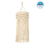 GloboStar® 36205 UGANDA Boho Καπέλο Φωτιστικού- Μακραμέ Πλεκτό Χειροποίητο Μπεζ Βαμβακερό Νήμα - Μ25 x Π25 x Υ70cm
