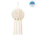 GloboStar® 36214 EGYPT Boho Καπέλο Φωτιστικού- Μακραμέ Πλεκτό Χειροποίητο Μπεζ Βαμβακερό Νήμα - Μ30 x Π30 x Υ75cm