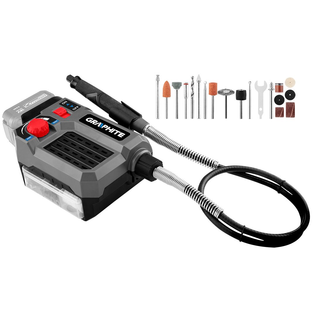 GRAPHITE 58GE107 Πολυεργαλείο 18V με εύκαμπτο άξονα & 40 εξαρτήματα 58GE107