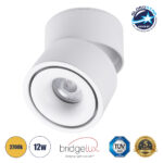 GLOBOSTAR® OMEGA-S 60299 Κινούμενο Downlight Σποτ LED 12W 1500lm 36° AC 220-240V IP20 Θερμό Λευκό 2700K - Bridgelux COB Chip & TÜV SÜD Driver - Λευκό Ματ - Μ10 x Π10 x Υ10.5cm - 5 Χρόνια Εγγύηση