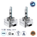 GLOBOSTAR® HID 84041 Λάμπα Xenon D1R Super Vision Υψηλής Φωτεινότητας +80% CANbus DOT ECER37 55W/110W 5000lm/10000lm 360° DC 12-24V Αδιάβροχο IP65 Ψυχρό Λευκό 6000K - Μ4 x Π5 x Υ8cm - Πακέτο 2 Τεμαχίων - 2 Χρόνια Εγγύηση