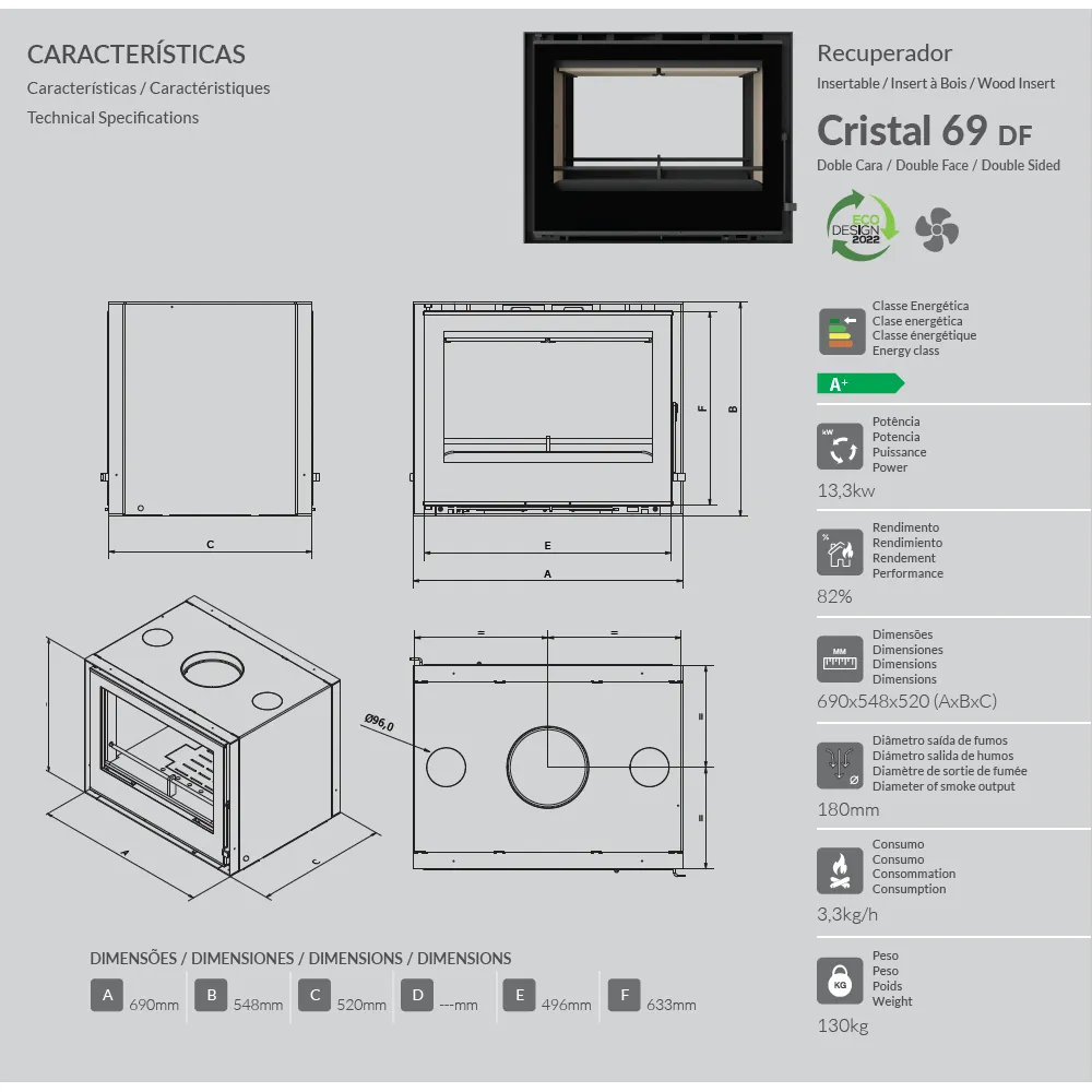 C&A Chama Cristal 69 DF Ενεργειακό Τζάκι Ξύλου - Image 3