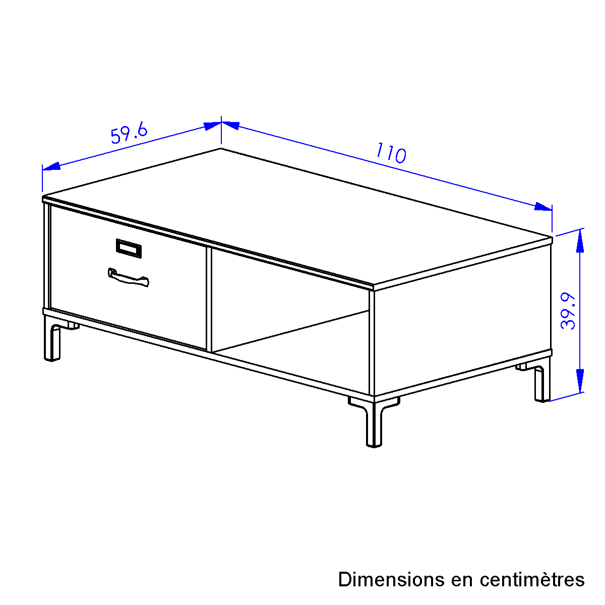 Manchester Tραπεζάκι σαλονιού με ένα συρτάρι 110x60x40εκ. Helvezia Oak / Black - Image 3