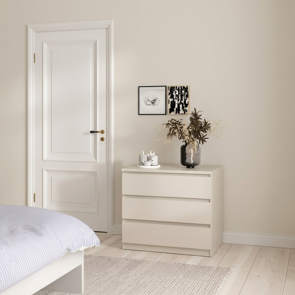 Naia συρταριέρα με 3 συρτάρια 77x50x70,1εκ. Cashmere