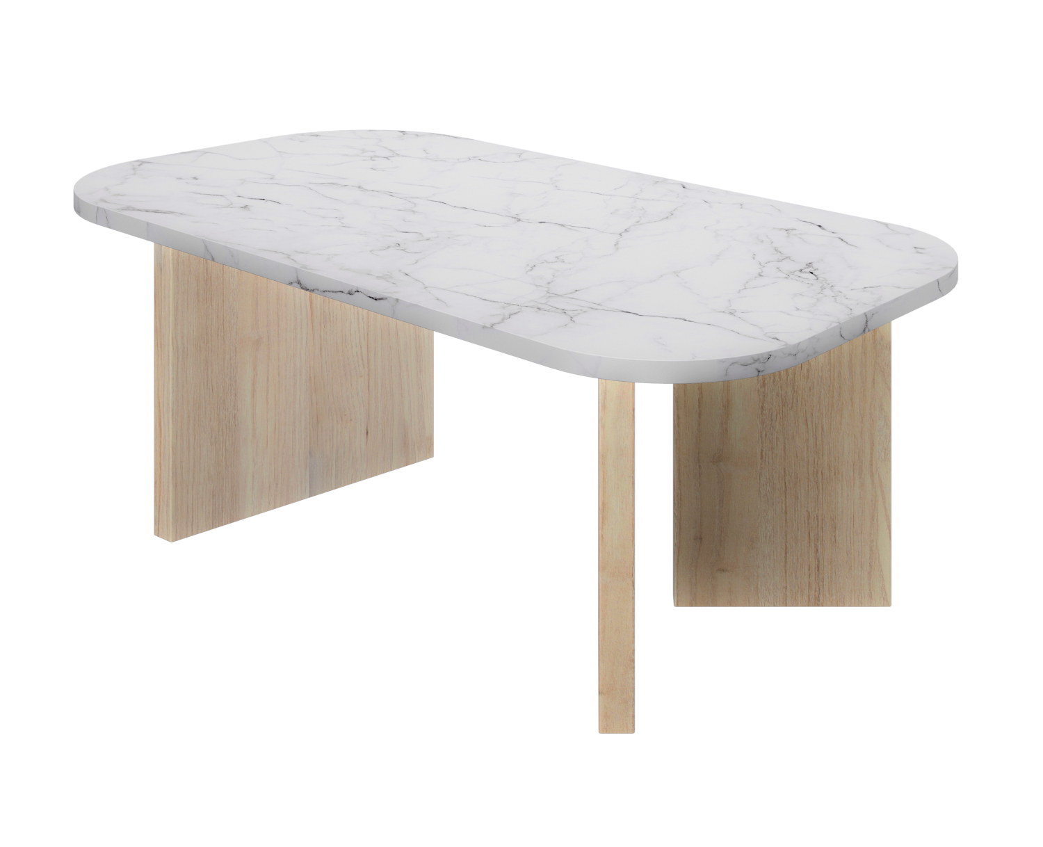 Quartz τραπεζάκι σαλονιού 105x58x39εκ. Natural chestnut / Marble - Image 3