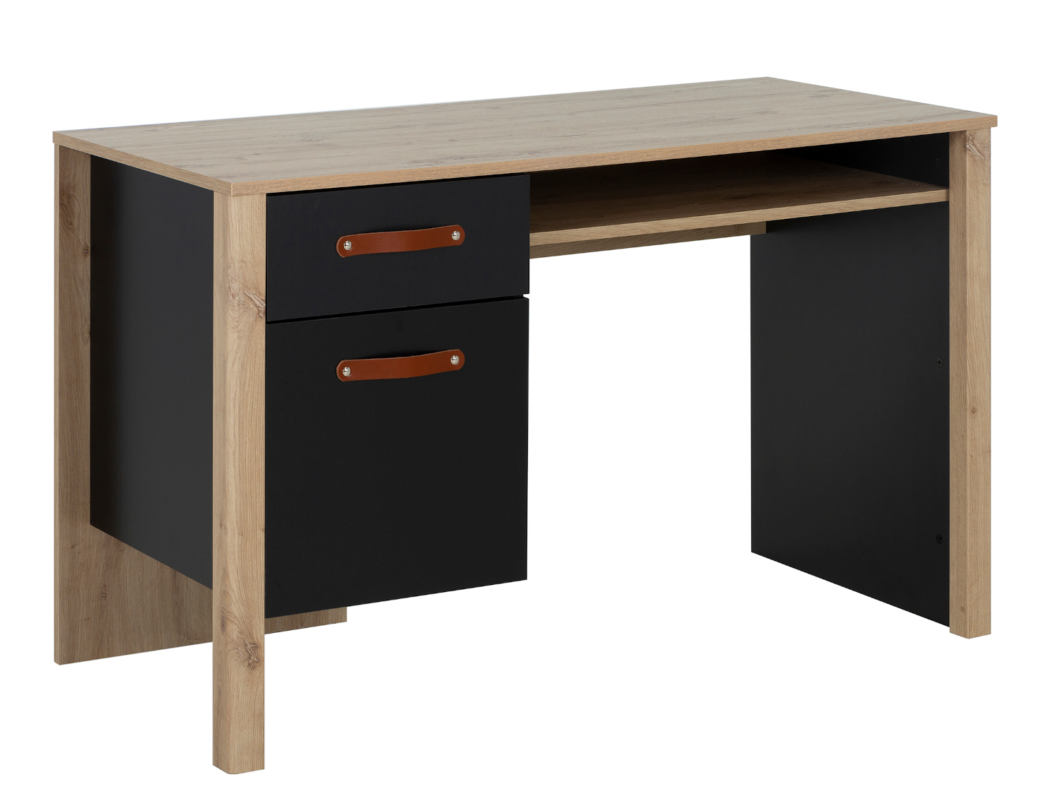 Arthus Γραφείο με ένα συρτάρι και ένα ντουλάπι 122x56x75εκ. Artisan Oak / Black - Image 4
