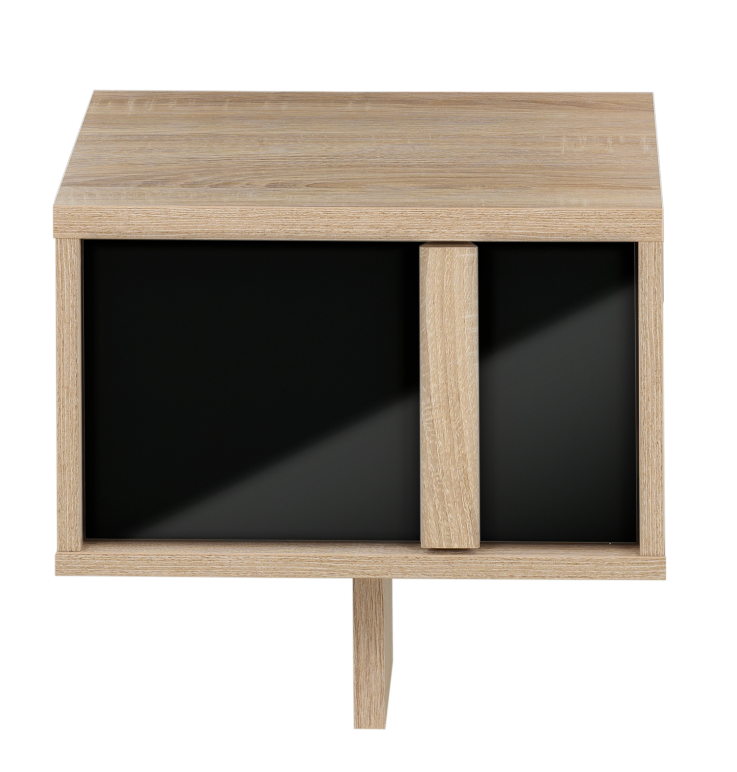 Curtys κομοδίνο 36x42x42εκ. Sonoma Oak/ Μαύρη γυαλιστερή λάκα - Image 2