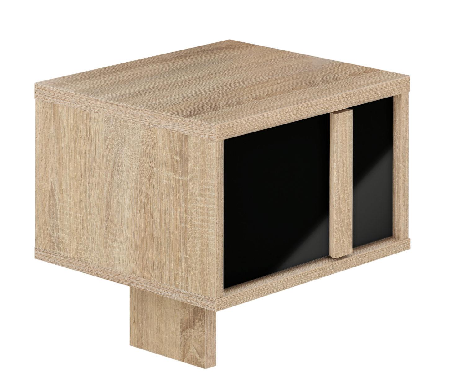 Curtys κομοδίνο 36x42x42εκ. Sonoma Oak/ Μαύρη γυαλιστερή λάκα
