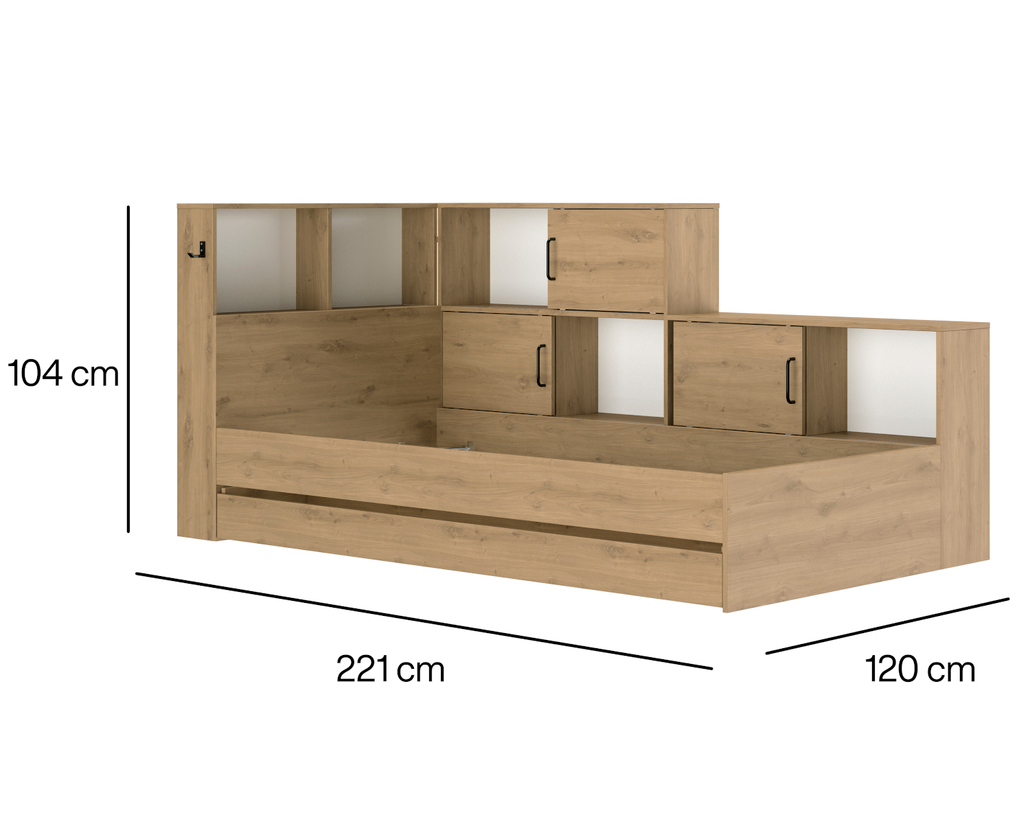 Erwan κρεβάτι μονό 120x221εκ. ( για στρώμα 90x200εκ. ) Artisan Oak με αποθηκευτικό συρτάρι - Image 3