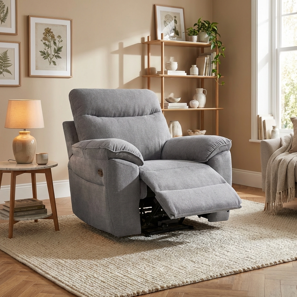 Boston πολυθρόνα Relax με ηλεκτρική ανάκλιση 101x100x102εκ. Γκρι Ανοιχτό ύφασμα