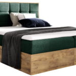 Επενδυμένο κρεβάτι Wood 1-200 x 200-Prasino