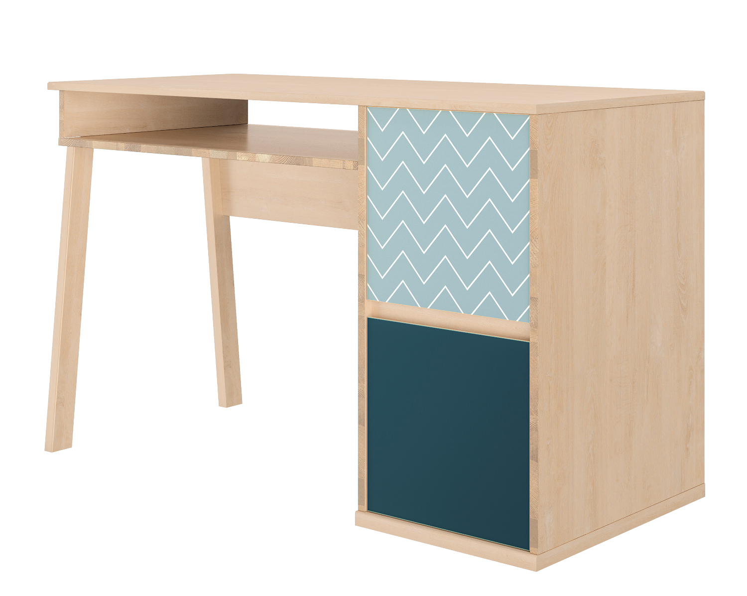 Larvik Γραφείο με δύο πόρτες 123x56x77εκ. Blond Oak / Μπλε
