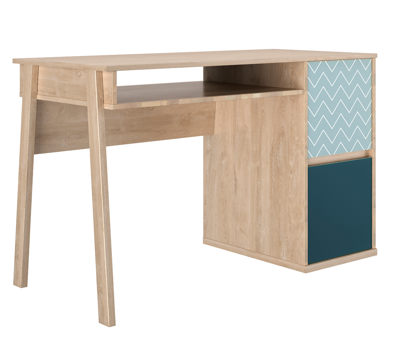 Larvik Γραφείο με δύο πόρτες 123x56x77εκ. Blond Oak / Μπλε - Image 2