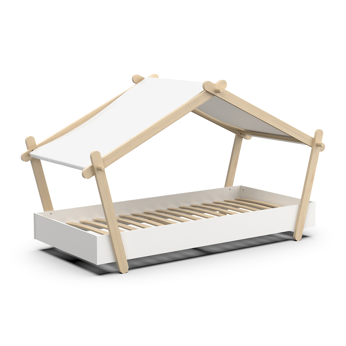 Lodge κρεβάτι παιδικό μονό 223,2x105,5x129,7εκ. ( για στρώμα 90x200εκ. ) Hamilton Oak / White με τάβλες στήριξης στρώματος - Image 2