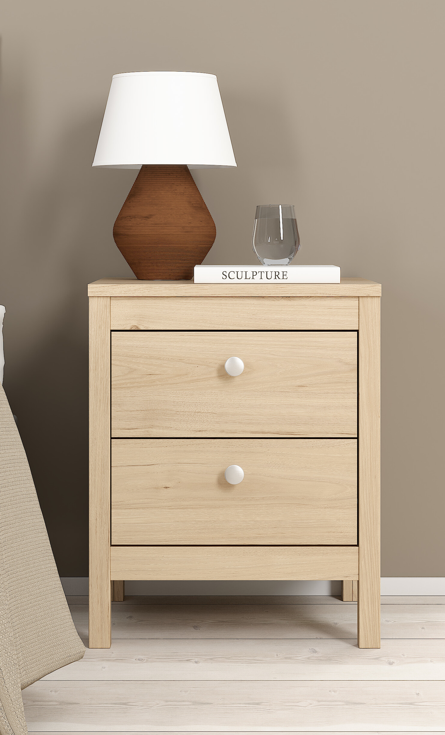Madrid κομοδίνο με 2 συρτάρια 43,8x38,4x54,1εκ. Jackson Hickory - Image 2
