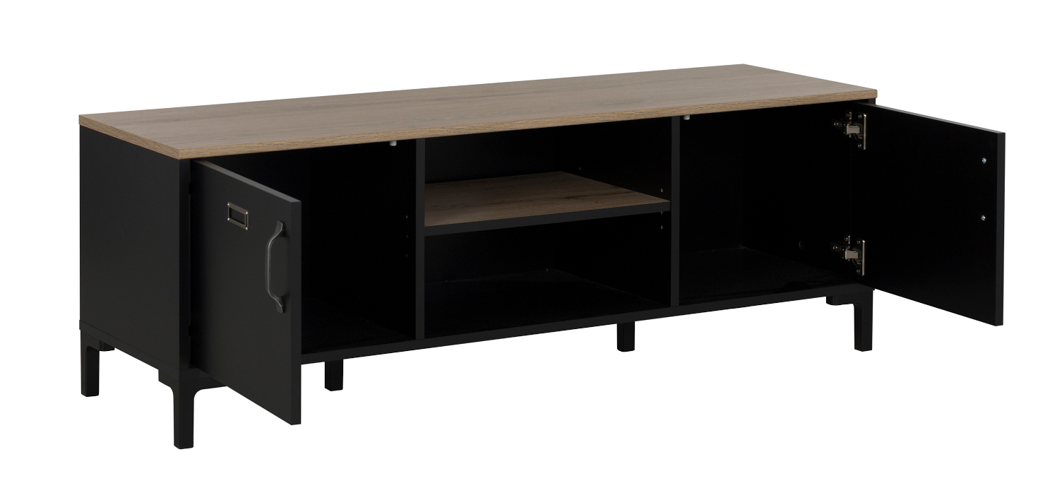 Manchester Έπιπλο τηλεόρασης 136x40x47εκ. Helvezia Oak / Black - Image 3