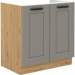 Επιδαπέδιο ντουλάπι νεροχύτη Nelor 80 ZL 2F BB-Γκρι σπέσιαλ - Φυσικό