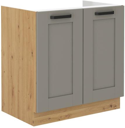 Επιδαπέδιο ντουλάπι νεροχύτη Nelor 80 ZL 2F BB-Γκρι σπέσιαλ - Φυσικό