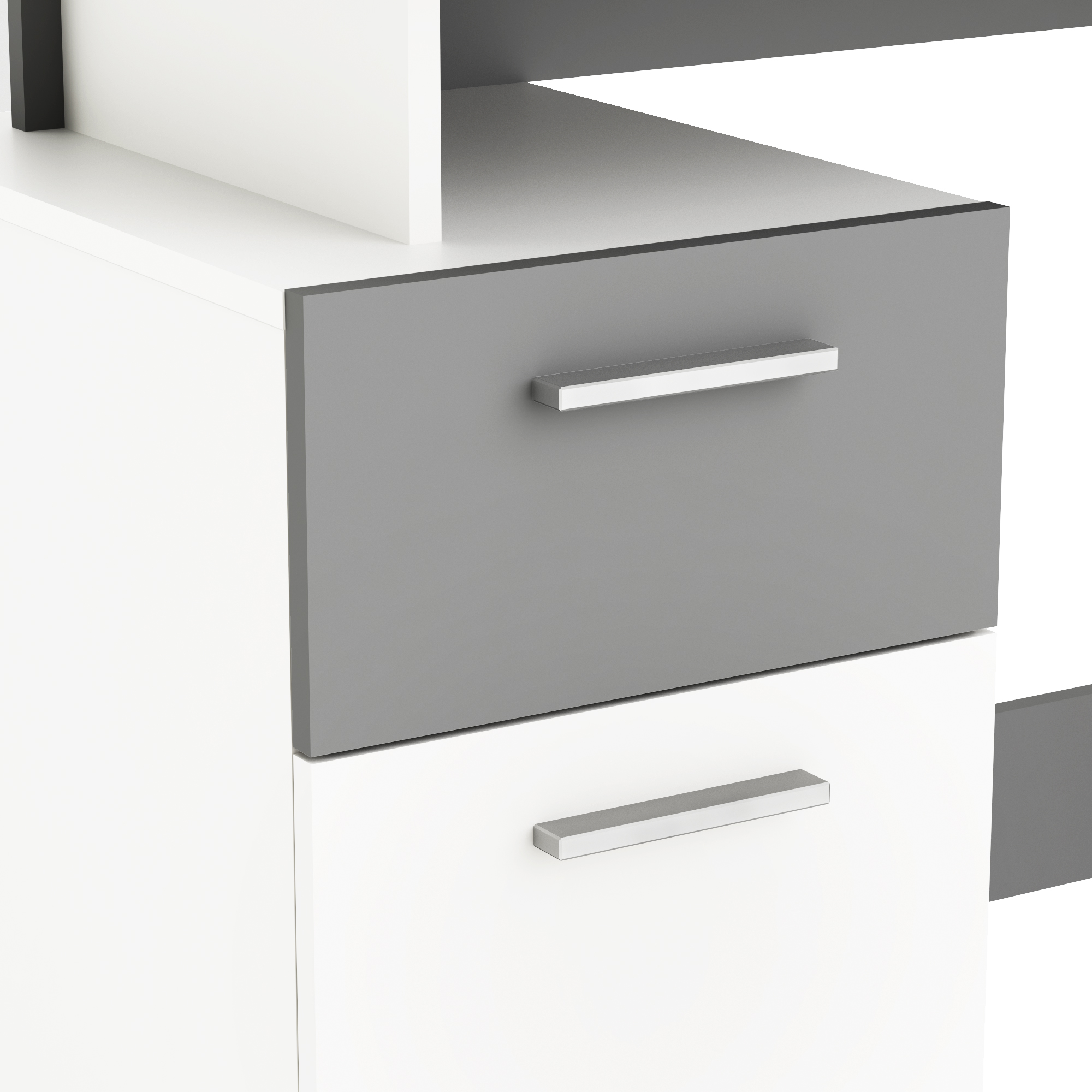 Platon γραφείο με 1 συρτάρι και 1 ντουλάπι 121x55x110εκ. Matt White / Dark Grey - Image 3