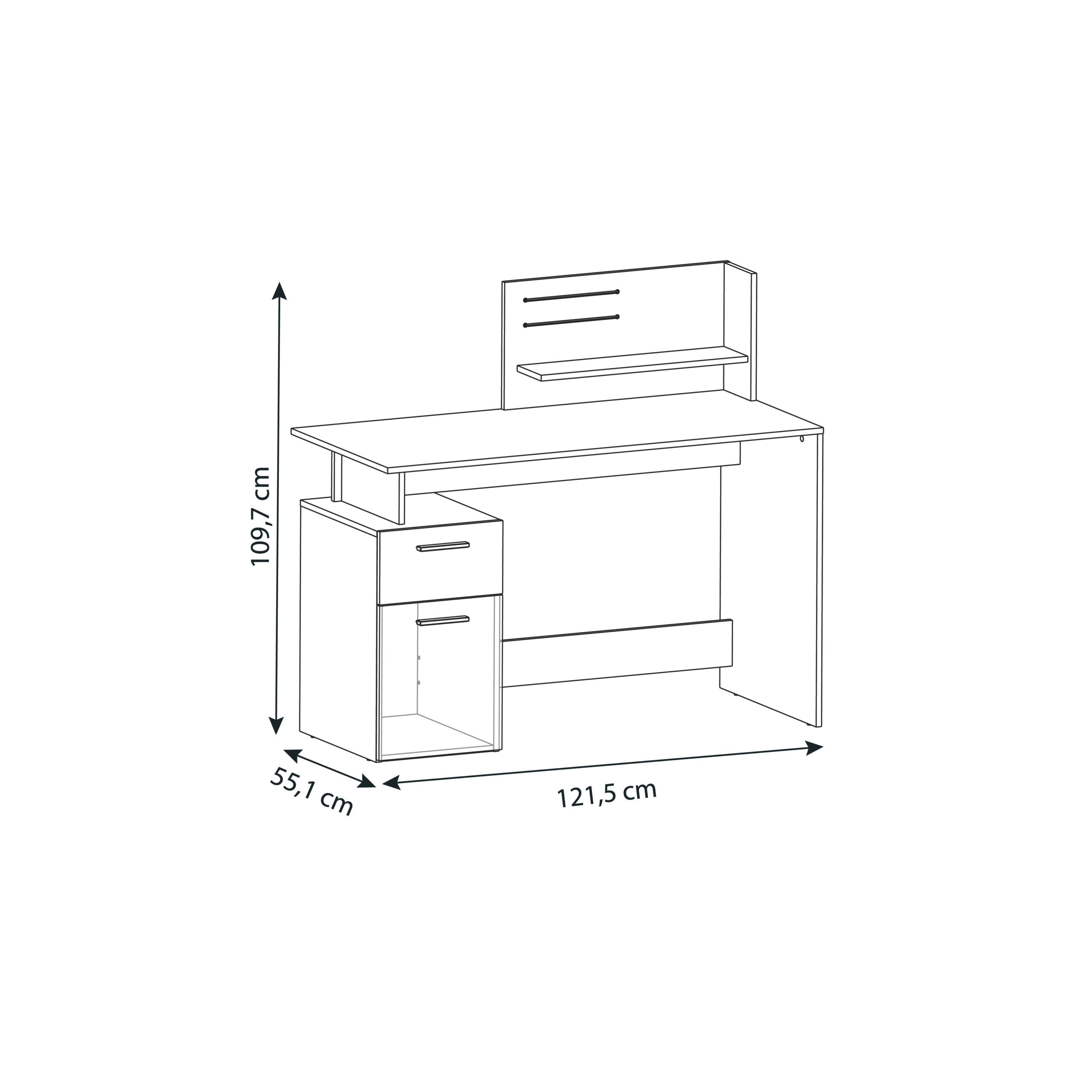 Platon γραφείο με 1 συρτάρι και 1 ντουλάπι 121x55x110εκ. Matt White / Dark Grey - Image 4