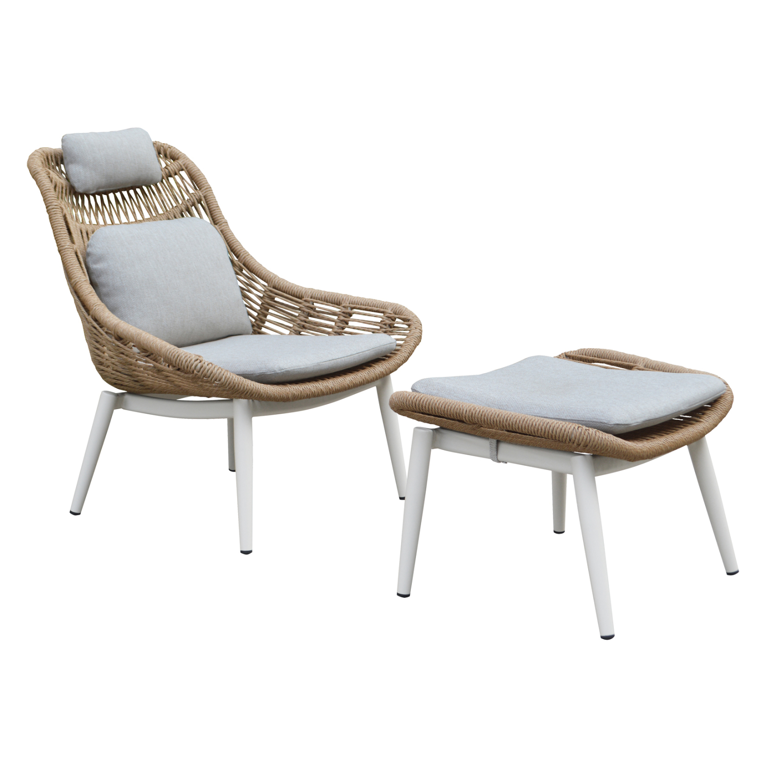 ΠΟΛΥΘΡΟΝΑ LOUNGE ΜΕ ΥΠΟΠΟΔΙΟ FB96561.02 ΑΛΟΥΜΙΝΙΟ ΜΠΕΖ--WICKER 89x94x98Υεκ