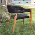 Premium Καρέκλα Teak με Μαύρα Σχοινιά