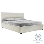 Κρεβάτι Roi pakoworld 160x200 PU λευκό ματ + αποθηκευτικό χώρο