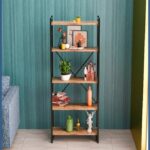 Βιβλιοθήκη Baker pakoworld καρυδί-μαύρο 66x34x180εκ