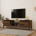 Έπιπλο τηλεόρασης Eslem pakoworld καρυδί με ανθρακί 160x34,6x48,1εκ