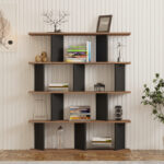Βιβλιοθήκη Ratu pakoworld ανθρακί με oak 120x24,6x141εκ