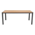 Τραπέζι Nares pakoworld αλουμίνιο ανθρακί-plywood φυσικό 180x90x72.5εκ